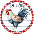 007 Rise & Shine Sign, Americana Rooster Sign,  Patriotic Sign, Wreath Center, Wreath Attachment
