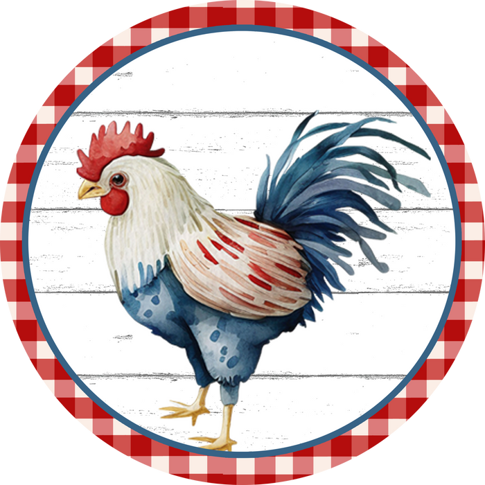 008 Americana Rooster Sign,  Patriotic Sign, Wreath Center, Wreath Attachment