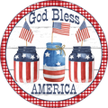 015 God Bless America, Patriotic - Summer Sign, Wreath Center, Wreath Attachment
