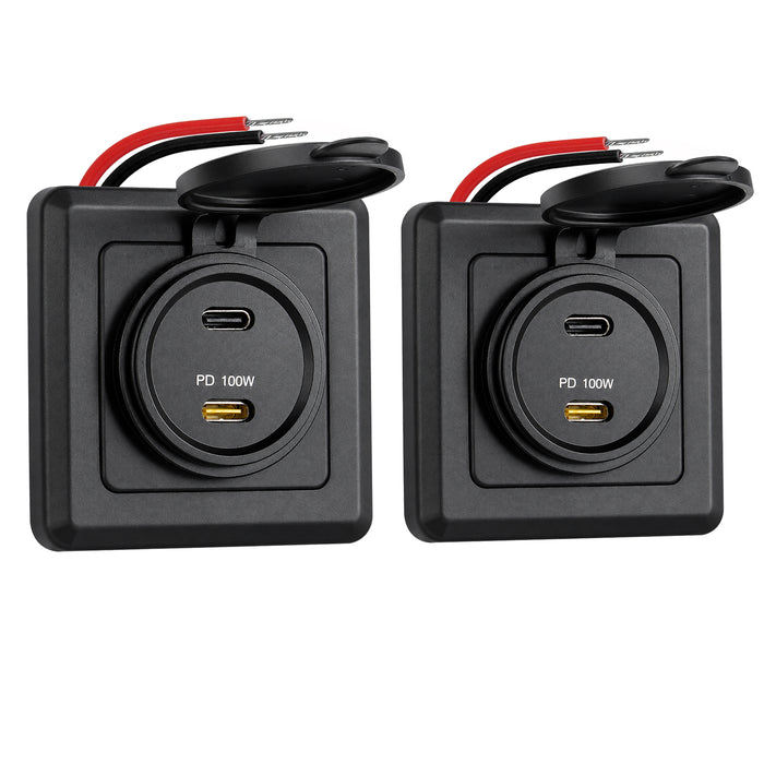 120W 12V USB C Socket 100W PD & 20W PD RV USB Outlet Aluminum