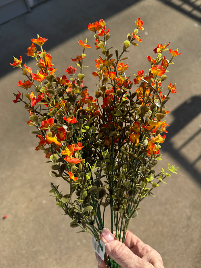 17" Mini Gyp Bush – Artificial Greenery with Orange Blooms #623