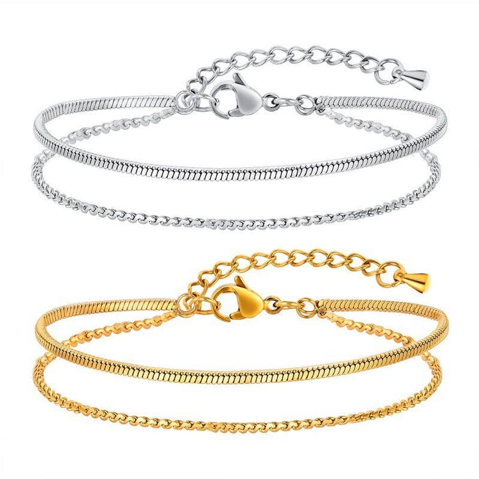 18K STAINLESS STEEL TARNISH FREE LAYERED BRACELET |  40B5145