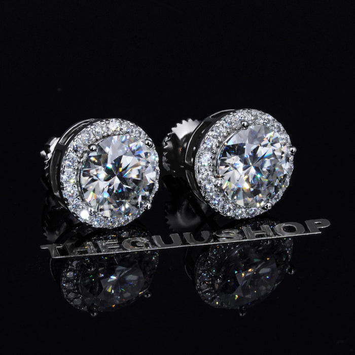 2.00 Carat Certified VVS1 Moissanite Halo Earrings