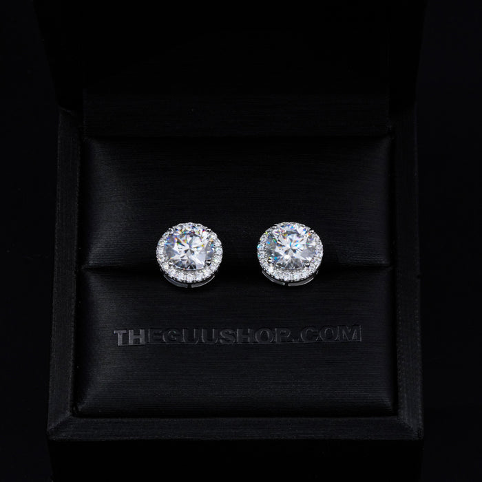 2.00 Carat Certified VVS1 Moissanite Halo Earrings