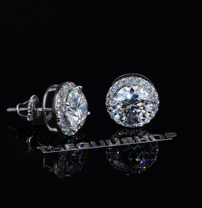 2.00 Carat Certified VVS1 Moissanite Halo Earrings