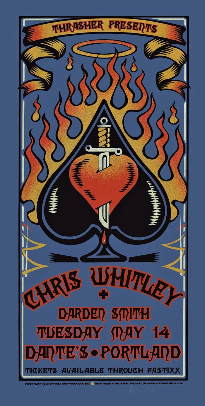 2001 Chris Whitley - Portland Silkscreen Concert Poster by Gary Houston