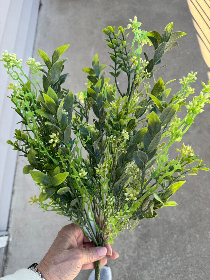 21" Artificial Mixed Greenery Bush – Lush Faux Foliage Stem #577