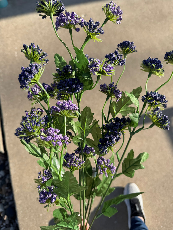 22" Purple Queen Anne’s Lace Bush – Artificial Floral Stem  #315 Purple