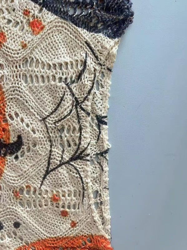 24-Hour Flash Deal⏰🎃 Women’s Halloween Pumpkin Print Knit Top – Casual & Elegant Loose Fit Sweater