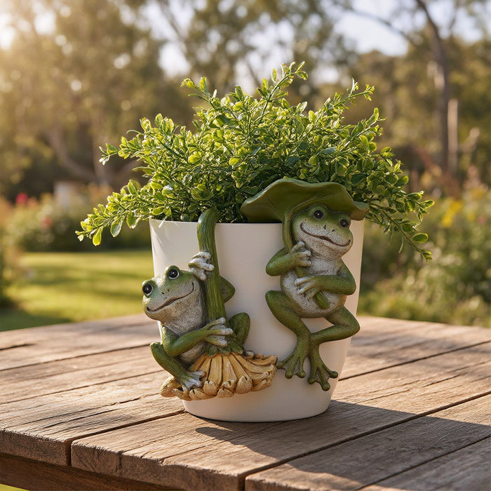 2PC FROGS WITH LILYPADS POT HANGERS