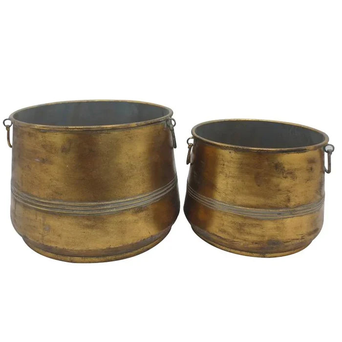 2PC GOLD LUSTRE MOROCCAN VINTAGE POTS