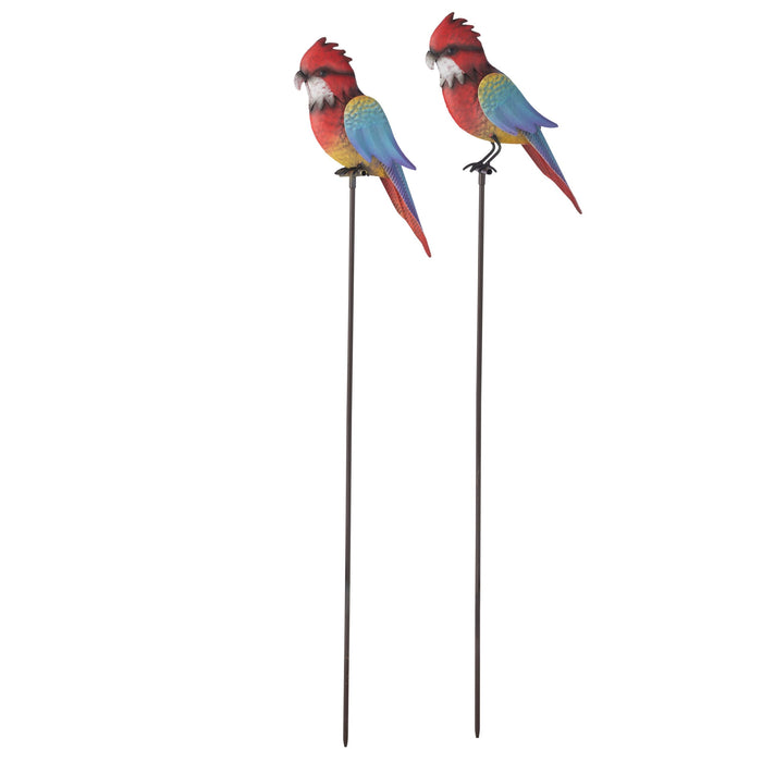 2PC METAL PARROTS ON STAKE
