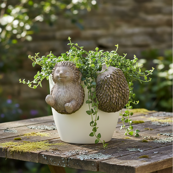 2PC MOSSY HEDGEHOG POT HANGERS