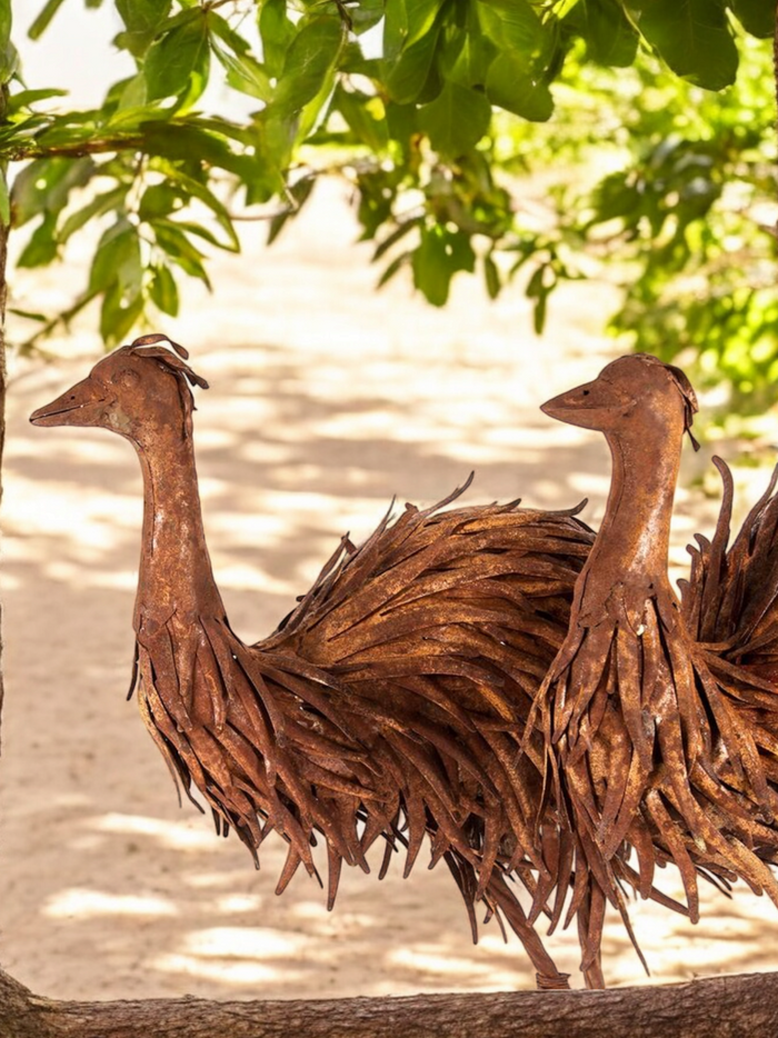 2PC RUSTY METAL GARDEN EMU PAIR