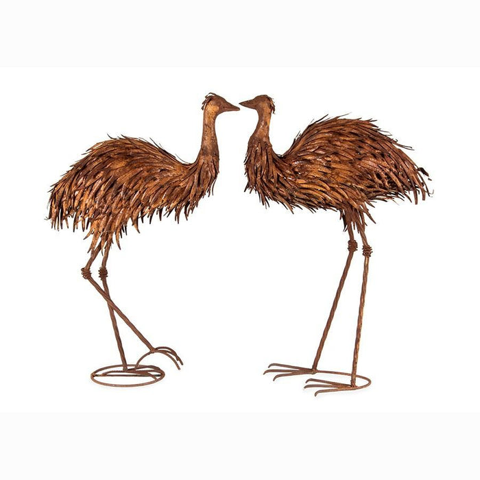 2PC RUSTY METAL GARDEN EMU PAIR