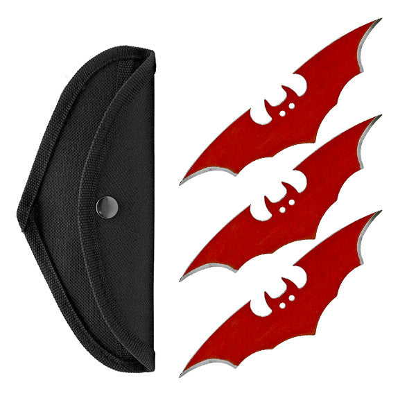 3-pc. 6" Bat Throwing Knife Set - Red