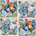 4pc mixed Colourful & Speckled Chooks Coaster set - Artist Lab