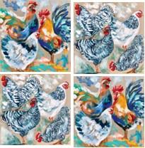 4pc mixed Colourful & Speckled Chooks Coaster set - Artist Lab