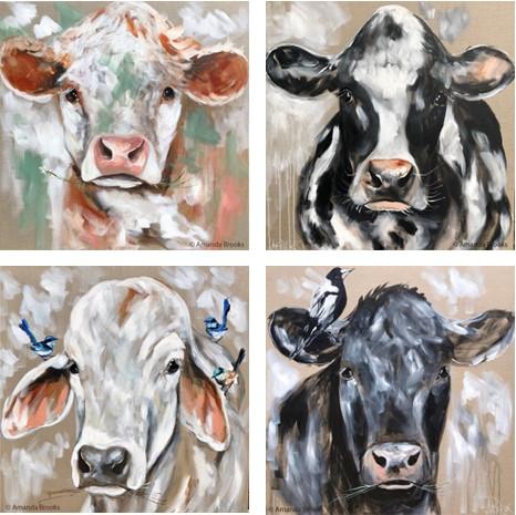 4pc mixed Country Cows Coaster set - Artist Lab