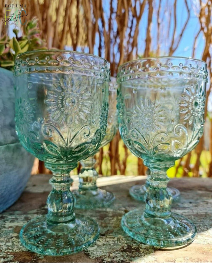 4PC SET GARDEN MINT WINE GLASSES