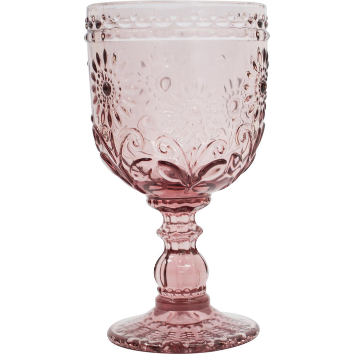 4PC SET GARDEN MULBERRY PINK WINE GLASSES