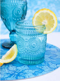 4PC SHORT AQUA GLASS TUMBLERS