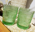 4PC SHORT SOFT GREEN GLASS TUMBLERS