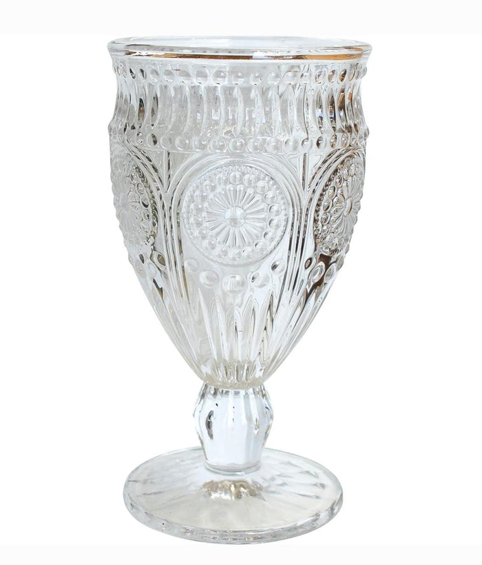 4PC VINTAGE CLEAR WINE GLASS SET