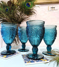 4PC VINTAGE SAPPHIRE WINE GLASS SET
