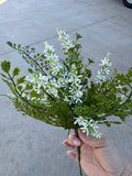 817 - 14" Artificial Sweet Veronica Bush – White Floral & Greenery Mix