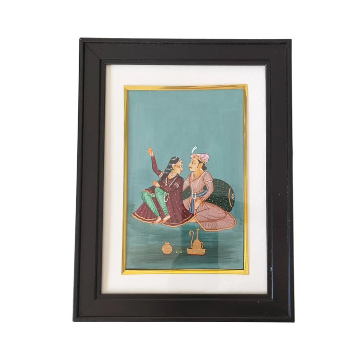 A Royal Couple in Repose - An Indian Miniature Painting   Paintings