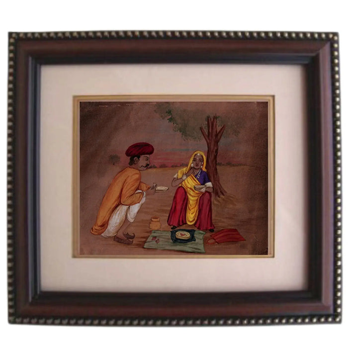 A Rural Indian Couple - Traditional Miniature Painting   Paintings