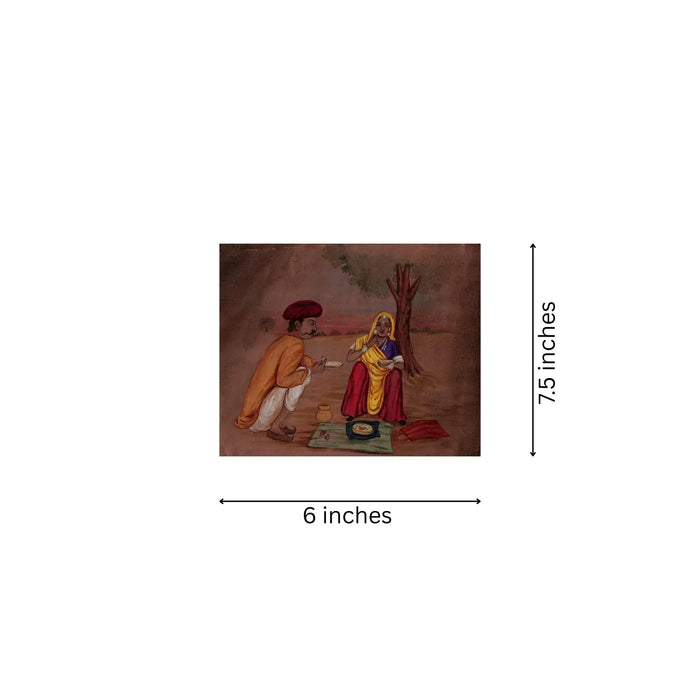A Rural Indian Couple - Traditional Miniature Painting   Paintings