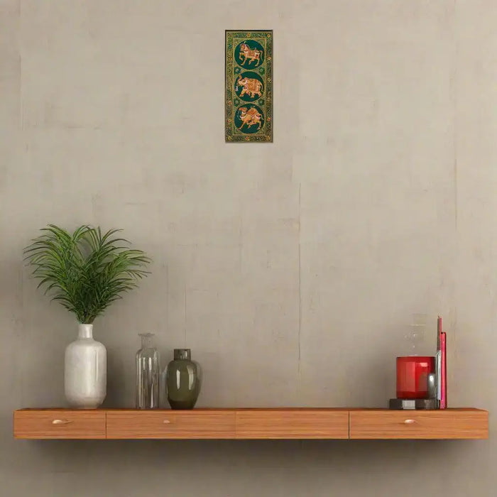 A Triptych of Royal Animals Miniature Painting   Paintings