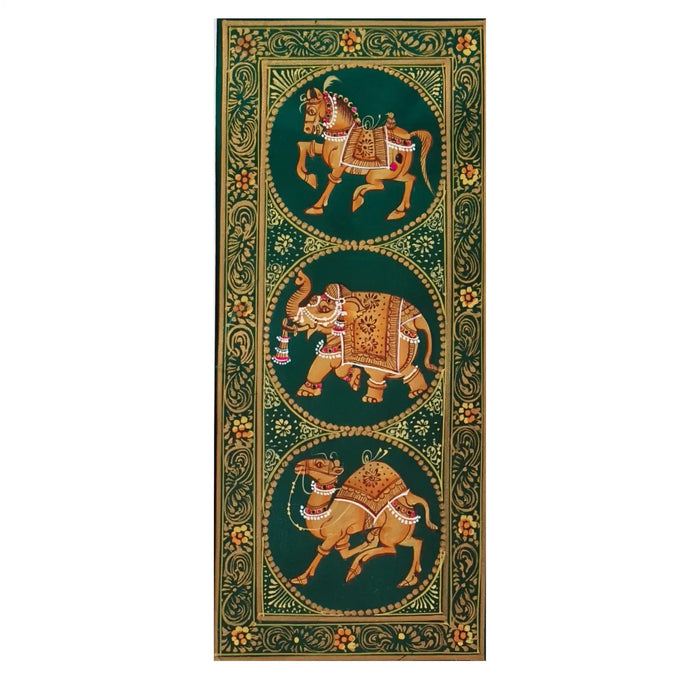 A Triptych of Royal Animals Miniature Painting   Paintings