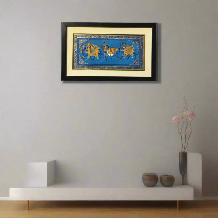 A Triptych of Royal Steeds - An Indian Miniature Art Collection   Paintings