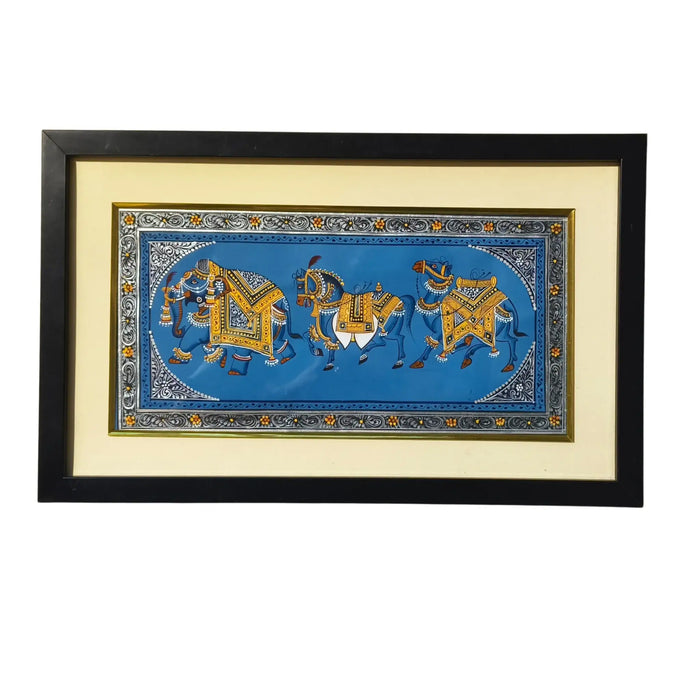 A Triptych of Royal Steeds - An Indian Miniature Art Collection   Paintings