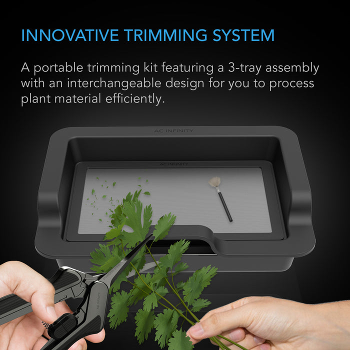 AC Infinity Large Trim Tray System: 3-Tray & 2-Screen Kit with Ergonomic Design and Stainless Steel Pruning Sheers