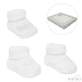 ACRYLIC TURNOVER BABY BOOTEES - S406-W - Kidswholesale.co.uk