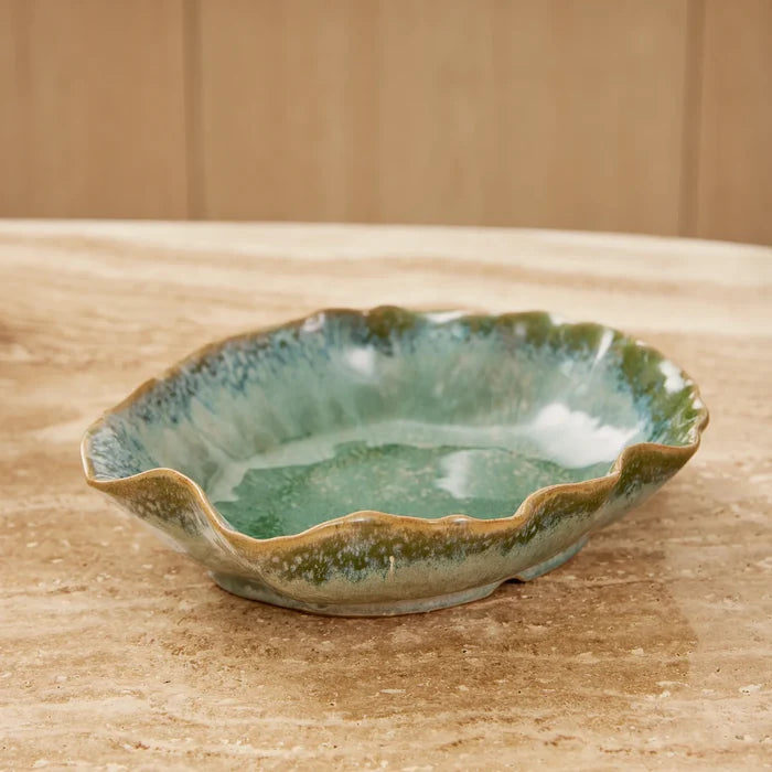 ALBA REACTIVE GREEN GLAZED CERAMIC BOWL / PLATE