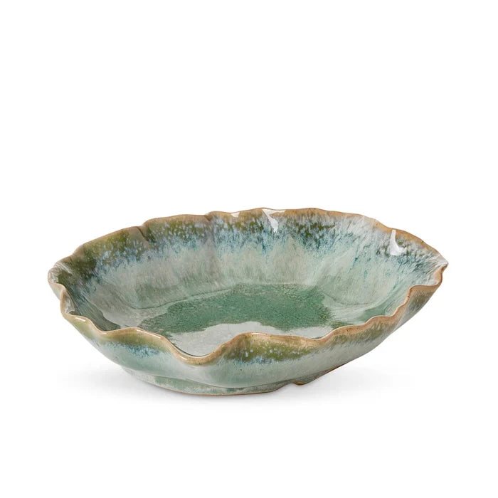 ALBA REACTIVE GREEN GLAZED CERAMIC BOWL / PLATE