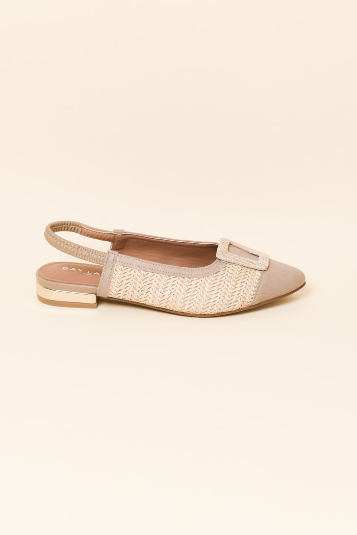 Alcatraz Beige Leather Slingback Mule