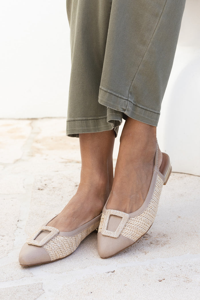 Alcatraz Beige Leather Slingback Mule