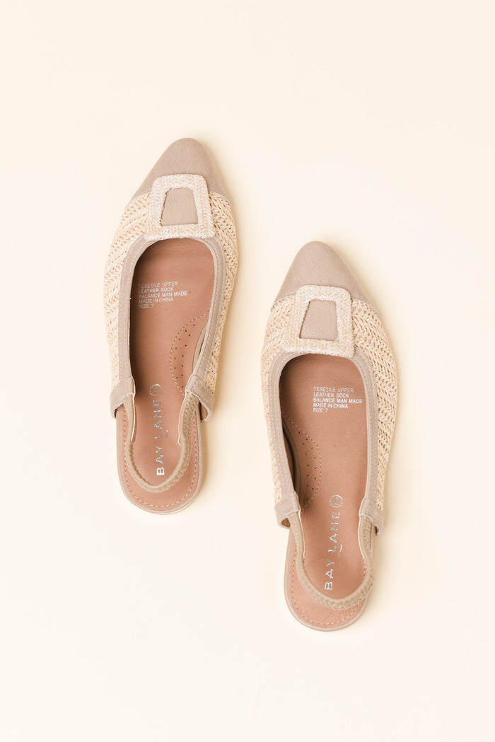 Alcatraz Beige Leather Slingback Mule