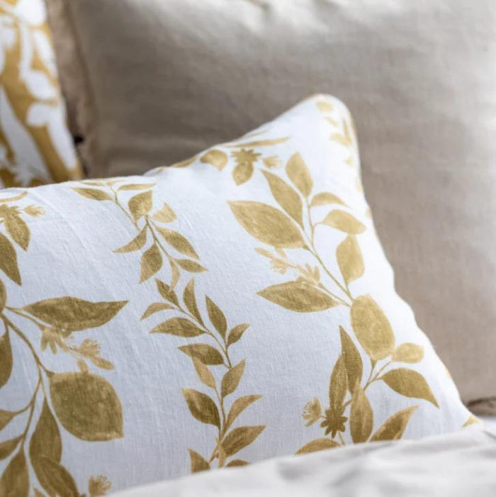 AMARI LINEN LUMBAR CUSHION 40 X 60CM - AMBER & OFF WHITE