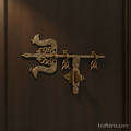 Antique brass door latch, a decorative trishul door bolt.