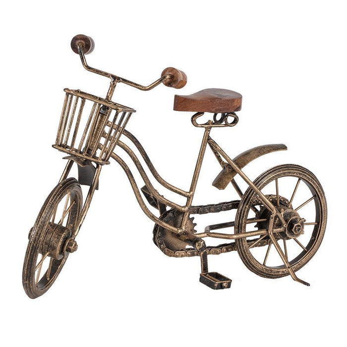ANTIQUE GOLD BICYCLE WITH BASKET ORNAMENT