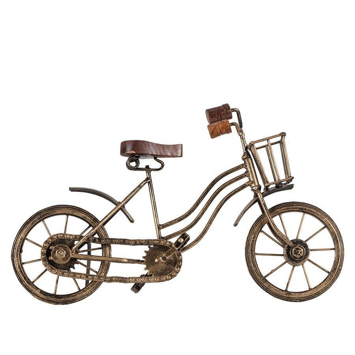 ANTIQUE GOLD BICYCLE WITH BASKET ORNAMENT
