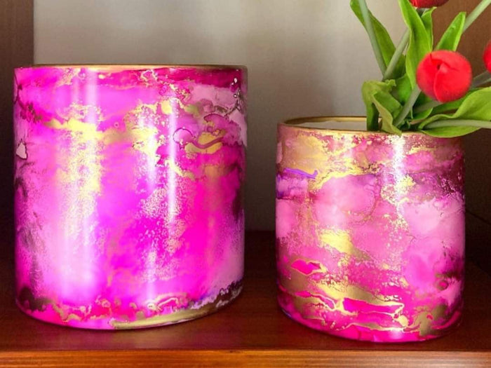 ARTISAN DESIGNED - MIDNIGHT PINK PLANTER - MED