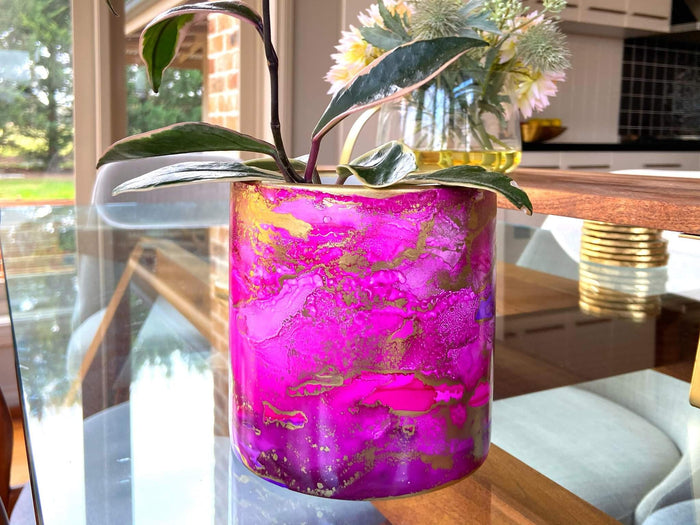 ARTISAN DESIGNED - MIDNIGHT PINK PLANTER - SMALL